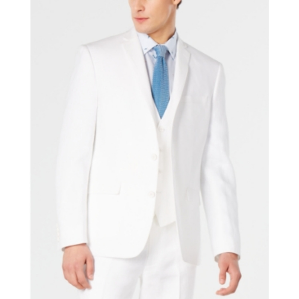 Bar III Men Slim Fit 100% Linen Suit Jacket White Size 42R